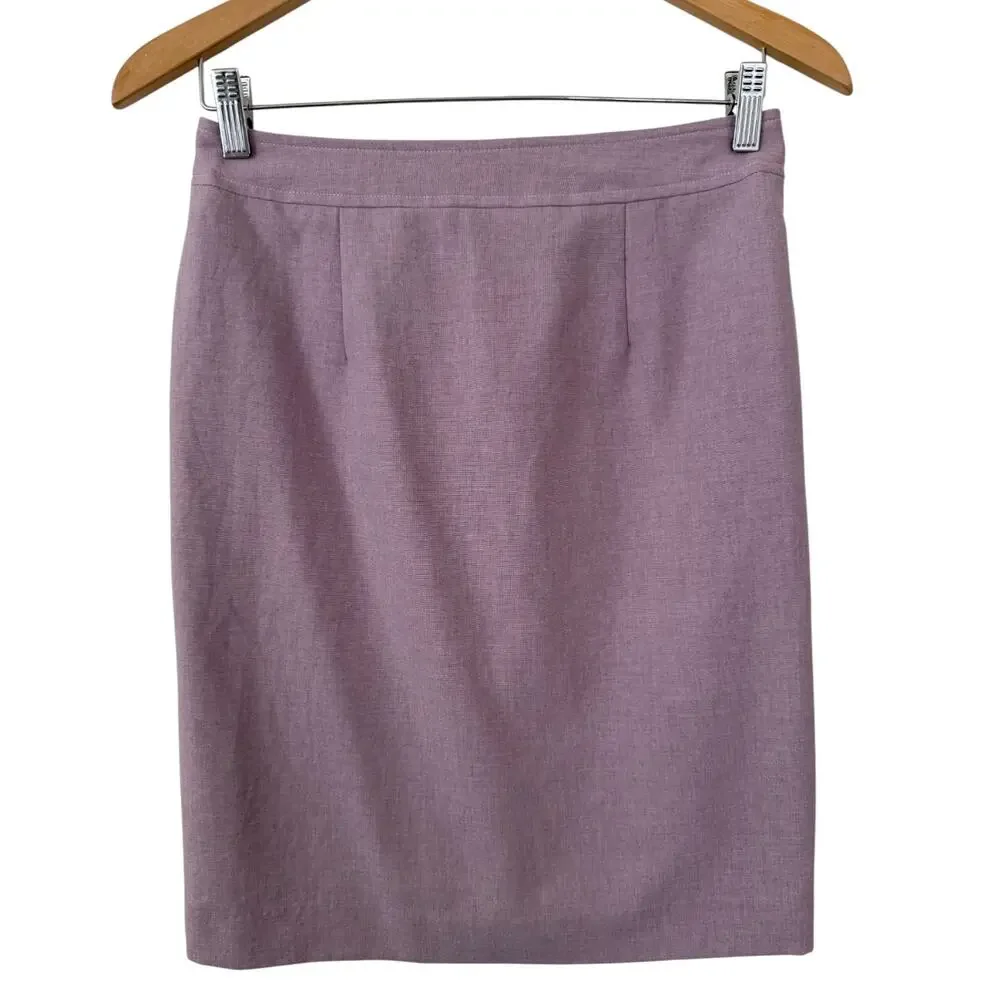 Lavender Knee Length Pencil Lined Skirt Zip Closure Medium Vintage Preppy Office